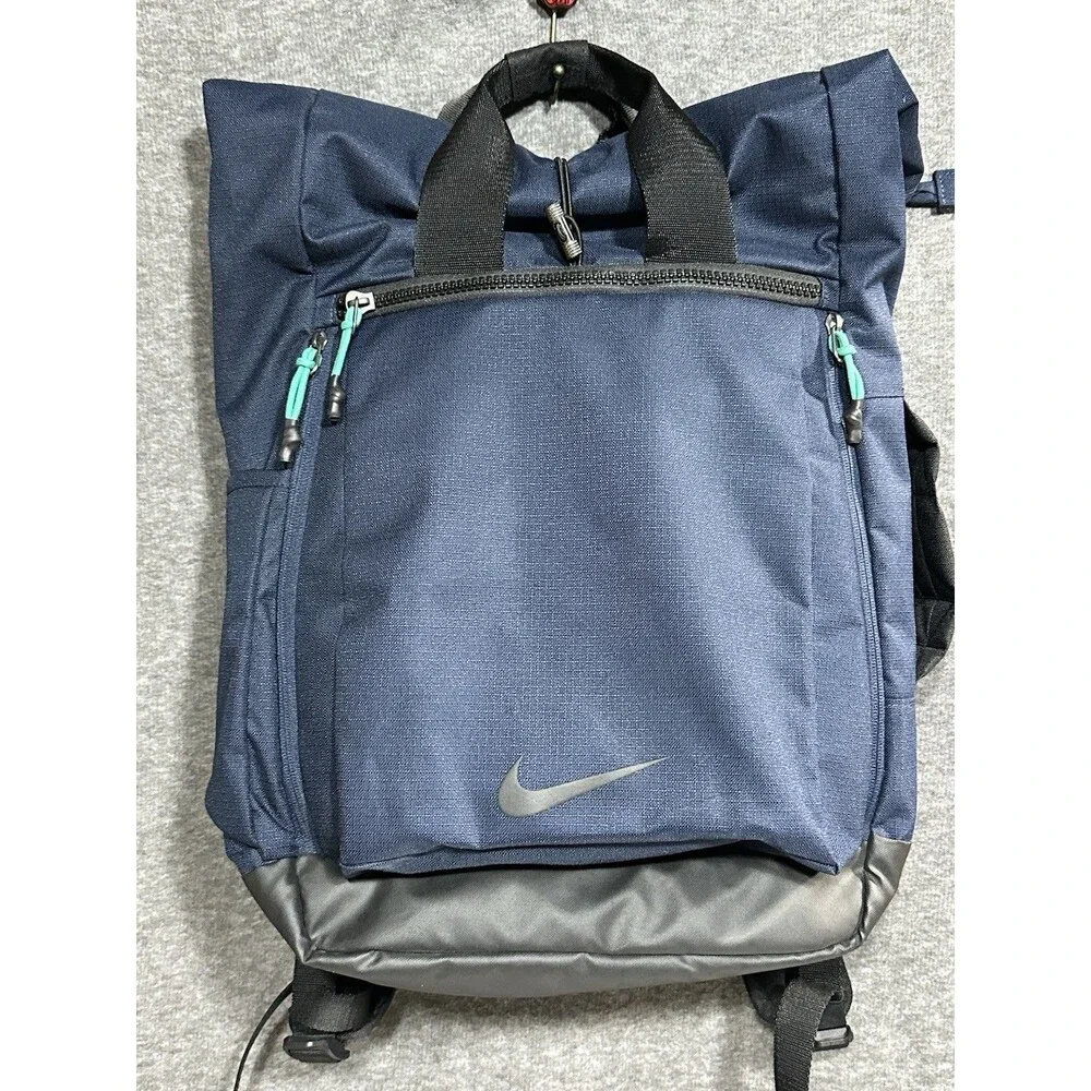 NWOT NIKE Sport Backpack Rolltop Obsidian Blue Black Teal Nylon